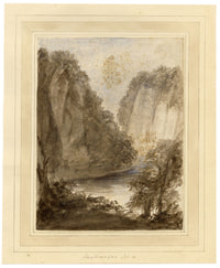 Mary Ann J. Thynne, Hawthornden, River North Esk Gorge, Midlothian, Scotland – 1837 watercolour painting