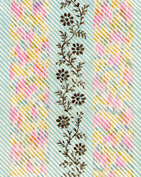 Anon., Antique French Textile Design: Miniature Rainbow Floral – 1880s gouache painting