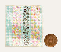 Anon., Antique French Textile Design: Miniature Rainbow Floral – 1880s gouache painting