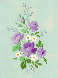 Anon., Antique French Textile Design: Miniature Purple Rose – 1880s gouache painting
