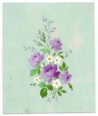 Anon., Antique French Textile Design: Miniature Purple Rose – 1880s gouache painting