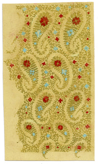 Anon., Antique French Textile Design: Miniature Indian Paisley – 1880s gouache painting