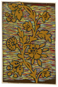 Anon., Antique French Textile Design: Miniature Rainbow Arabesque – 1880s gouache painting