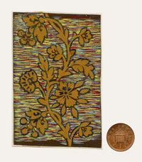 Anon., Antique French Textile Design: Miniature Rainbow Arabesque – 1880s gouache painting
