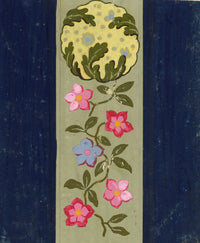 Anon., Antique French Textile Design: Miniature Floral Stripe – 1880s gouache painting