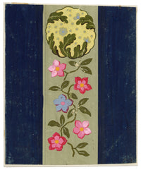 Anon., Antique French Textile Design: Miniature Floral Stripe – 1880s gouache painting