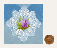 Anon., Antique French Textile Design: Miniature Rose Chantilly Lace – 1880s gouache painting