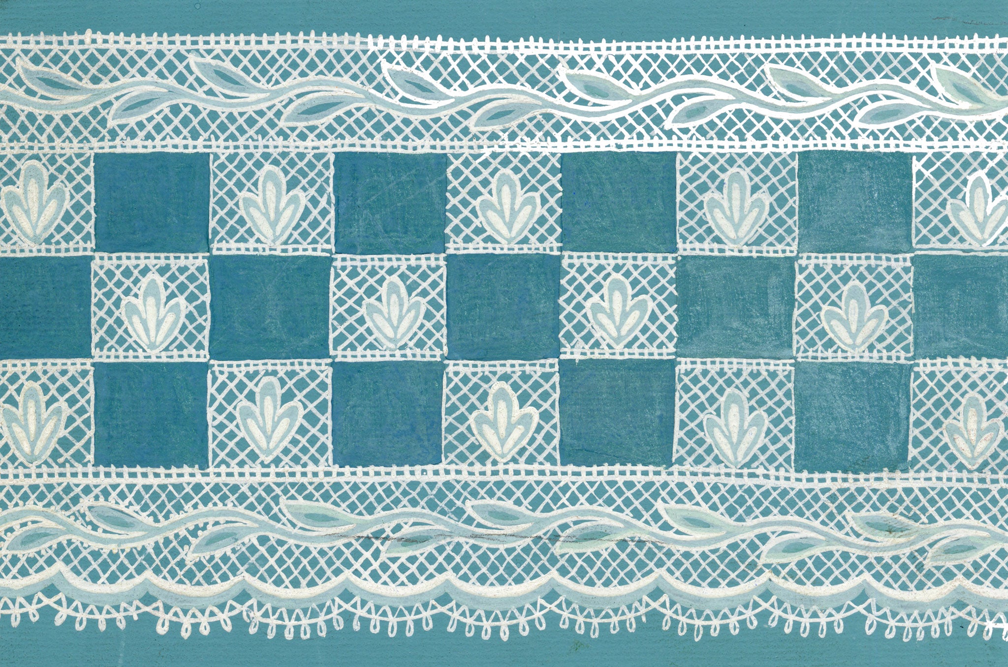 Anon., Antique French Textile Design: Miniature Lace – 1880s gouache painting