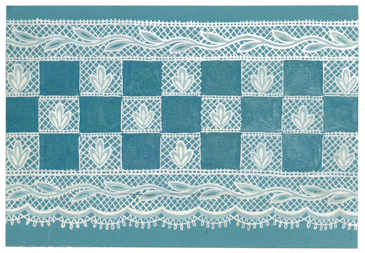 Anon., Antique French Textile Design: Miniature Lace – 1880s gouache painting