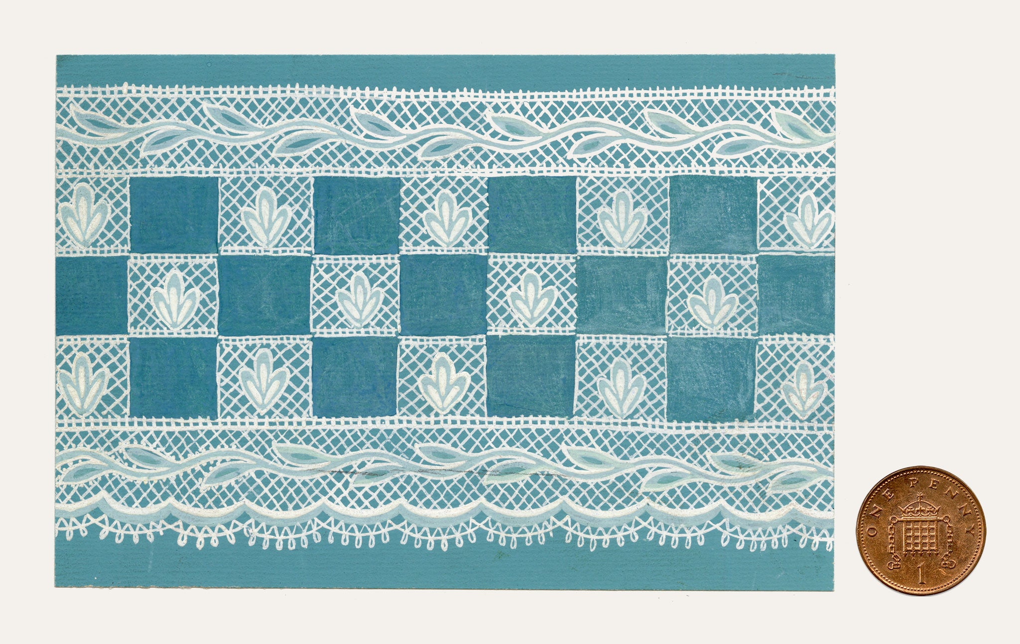 Anon., Antique French Textile Design: Miniature Lace – 1880s gouache painting