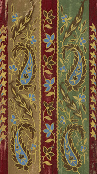 Anon., Antique French Textile Design: Indian Mughal Paisley Stripe – 1880s gouache painting