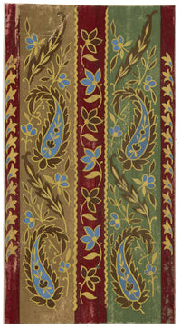 Anon., Antique French Textile Design: Indian Mughal Paisley Stripe – 1880s gouache painting