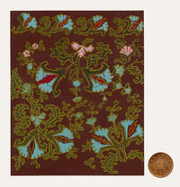 Anon., Antique French Textile Design: Indian Floral Jacquard – 1880s gouache painting