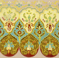 Anon., Antique French Textile Design: Indian Mughal Arabesque – 1880s gouache painting
