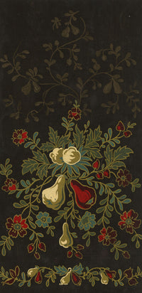 Anon., Antique French Textile Design: Pear Fruit Foliage – 1880s gouache painting