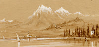 Edward Woodville Ricketts, Alpine Lake Landscape in Miniature – Early 19th-century watercolour painting
