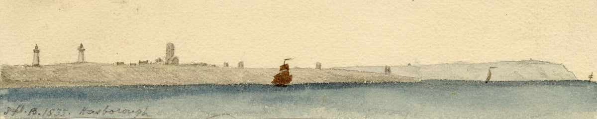 Edward Woodville Ricketts, Happisburgh (Hasborough) Coastline, Norfolk – 1835 watercolour painting