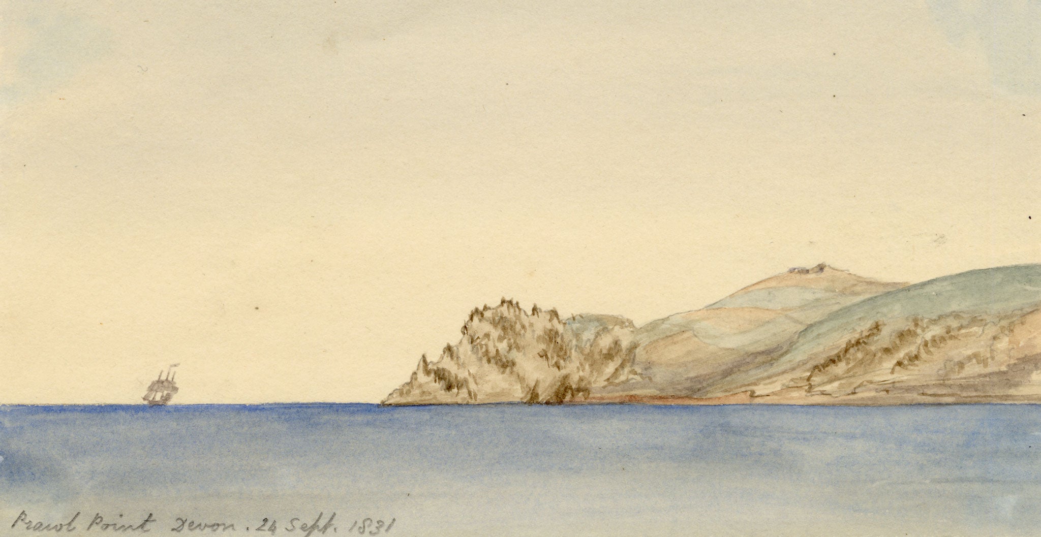 Edward Woodville Ricketts, Prawle Point, Devon – 1831 watercolour painting