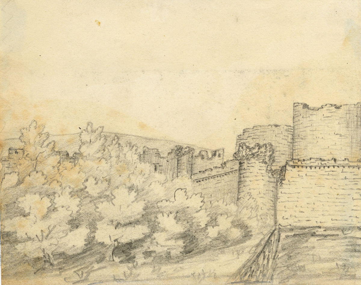 Edward Woodville Ricketts, Beaumaris Castle, Anglesey, Wales – c.1830 graphite drawing