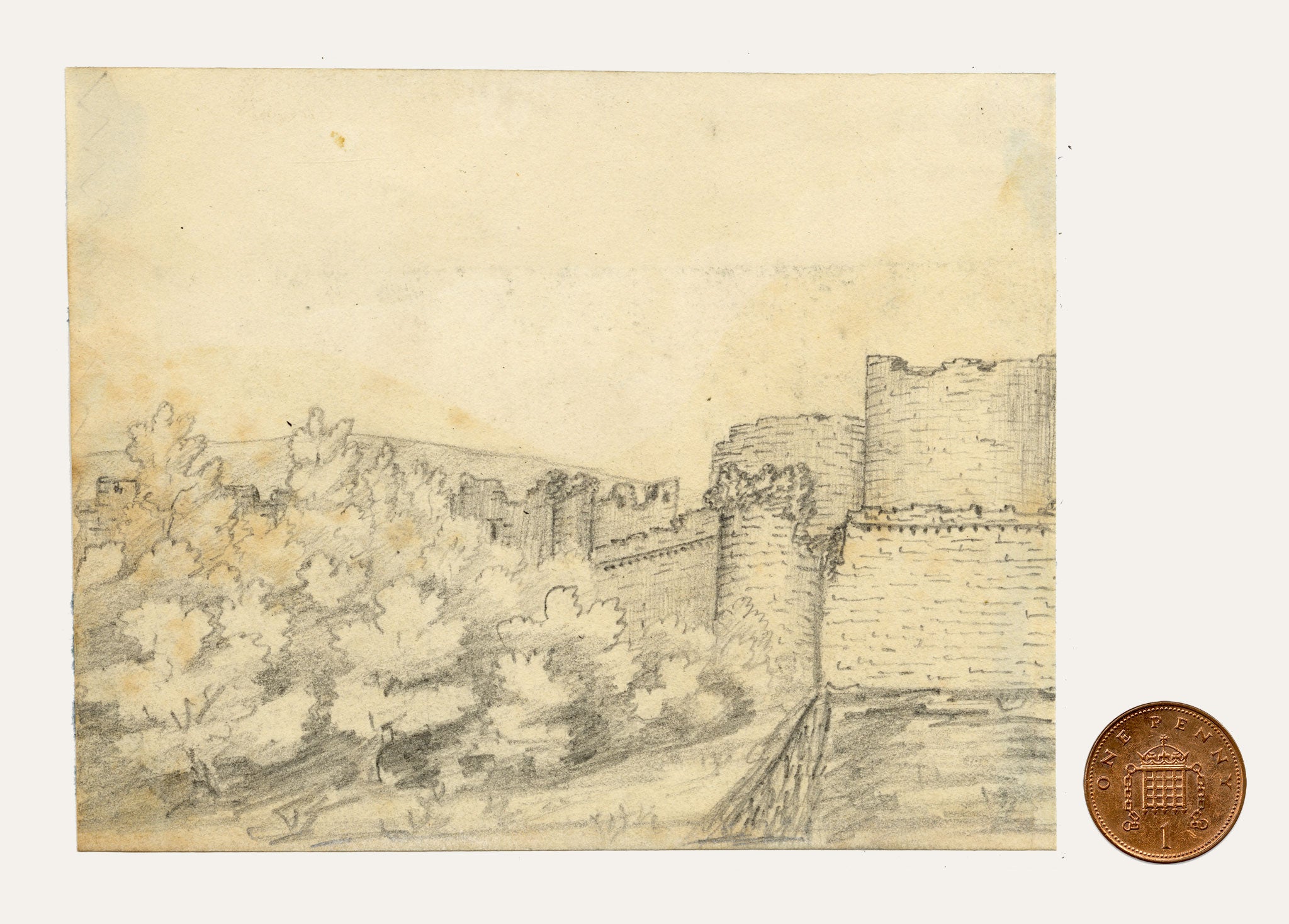 Edward Woodville Ricketts, Beaumaris Castle, Anglesey, Wales – c.1830 graphite drawing