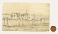Edward Woodville Ricketts, Beaumaris Castle on Anglesey, Wales – 1830 graphite drawing