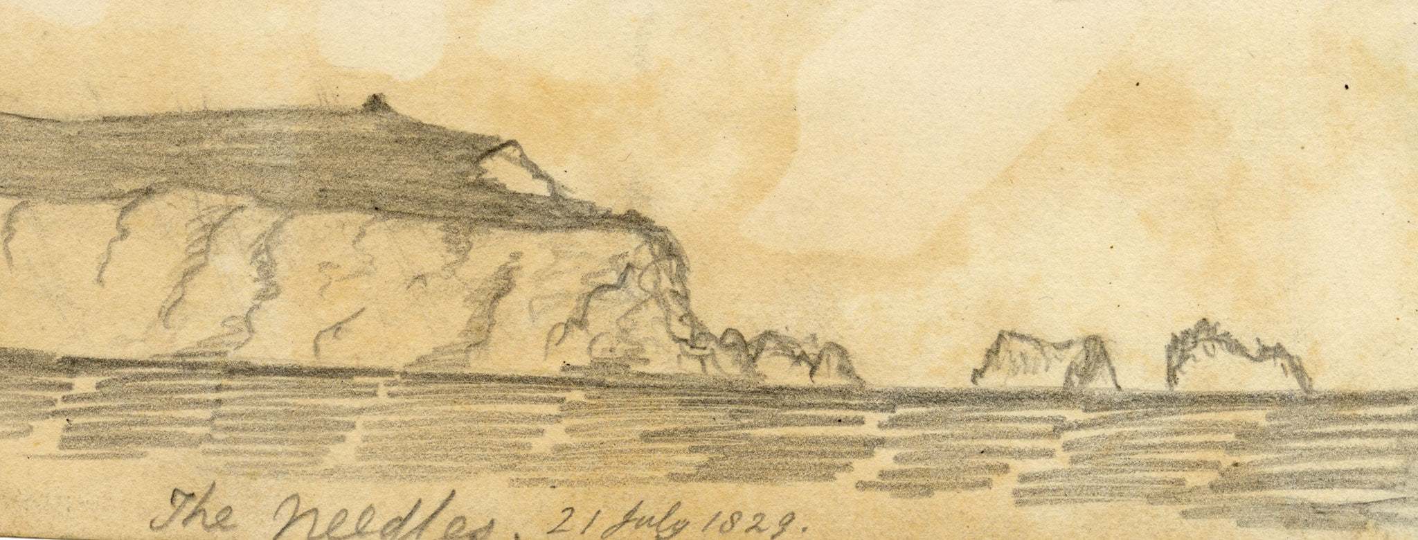 Edward Woodville Ricketts, The Needles, Isle of Wight – 1829 graphite drawing