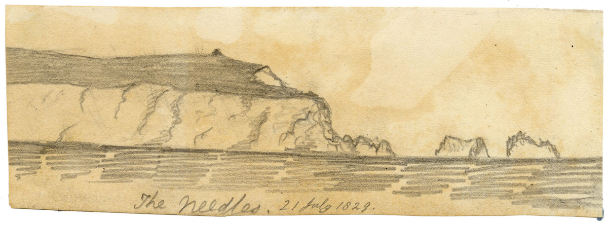 Edward Woodville Ricketts, The Needles, Isle of Wight – 1829 graphite drawing