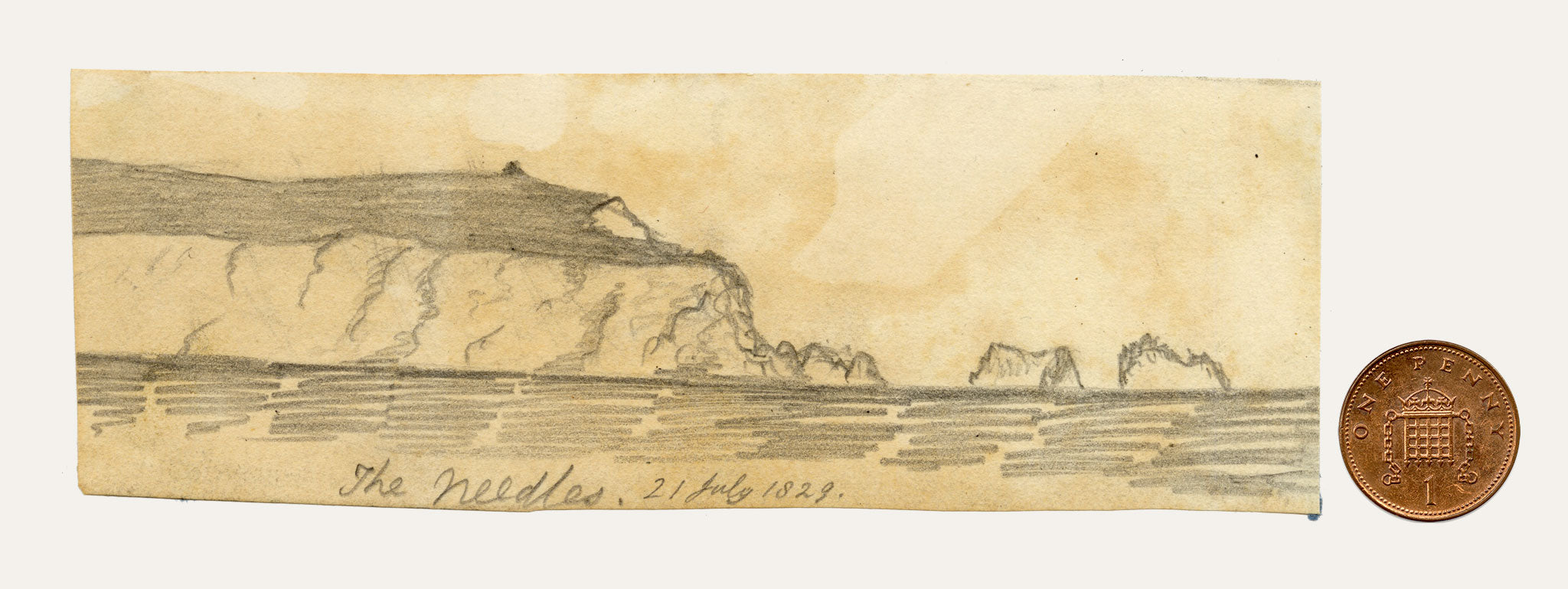 Edward Woodville Ricketts, The Needles, Isle of Wight – 1829 graphite drawing