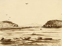 Edward Woodville Ricketts, Ailsa Craig from Ballantrae, South Ayrshire, Scotland – 1836 pen & ink drawing