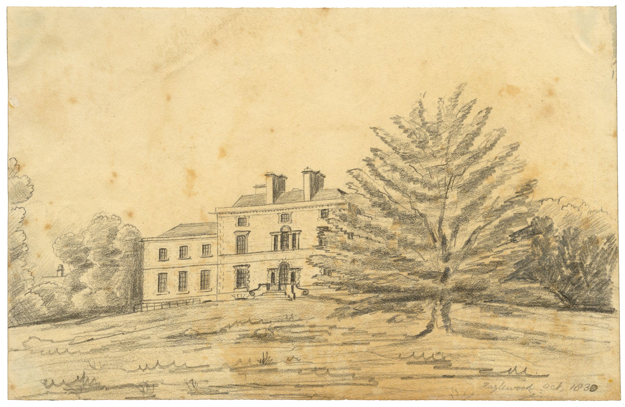 Edward Woodville Ricketts, Hazelwood House, Sligo, Ireland – 1830 graphite drawing