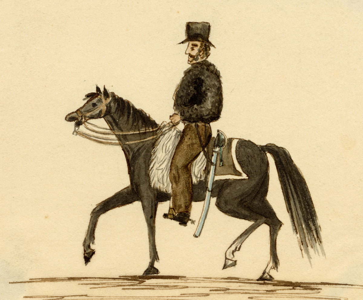 Edward Woodville Ricketts, Custom House Officer Attending a Diligence, Madrid – 1833 watercolour painting