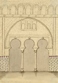 Edward Woodville Ricketts, Hall of the Ambassadors, Alcázar, Seville – 1833 pen & ink drawing