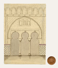 Edward Woodville Ricketts, Hall of the Ambassadors, Alcázar, Seville – 1833 pen & ink drawing