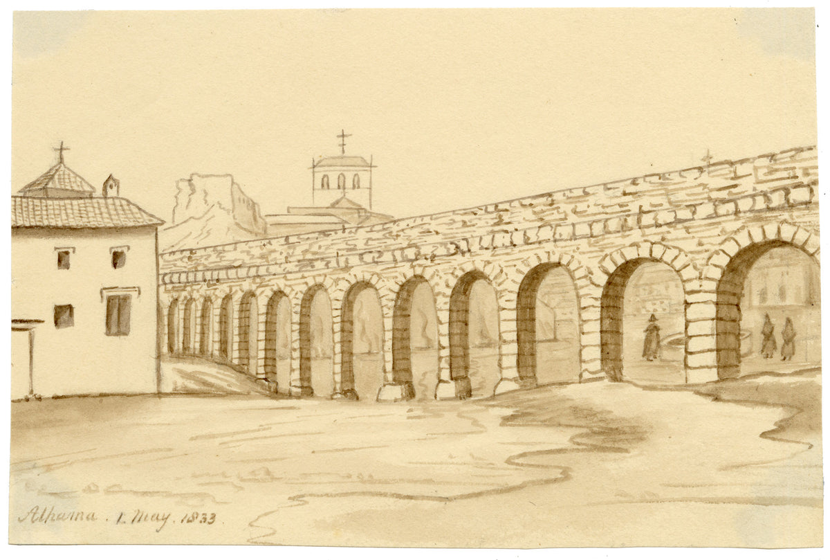 Edward Woodville Ricketts, Alhama Aqueduct, Spain – 1833 watercolour painting