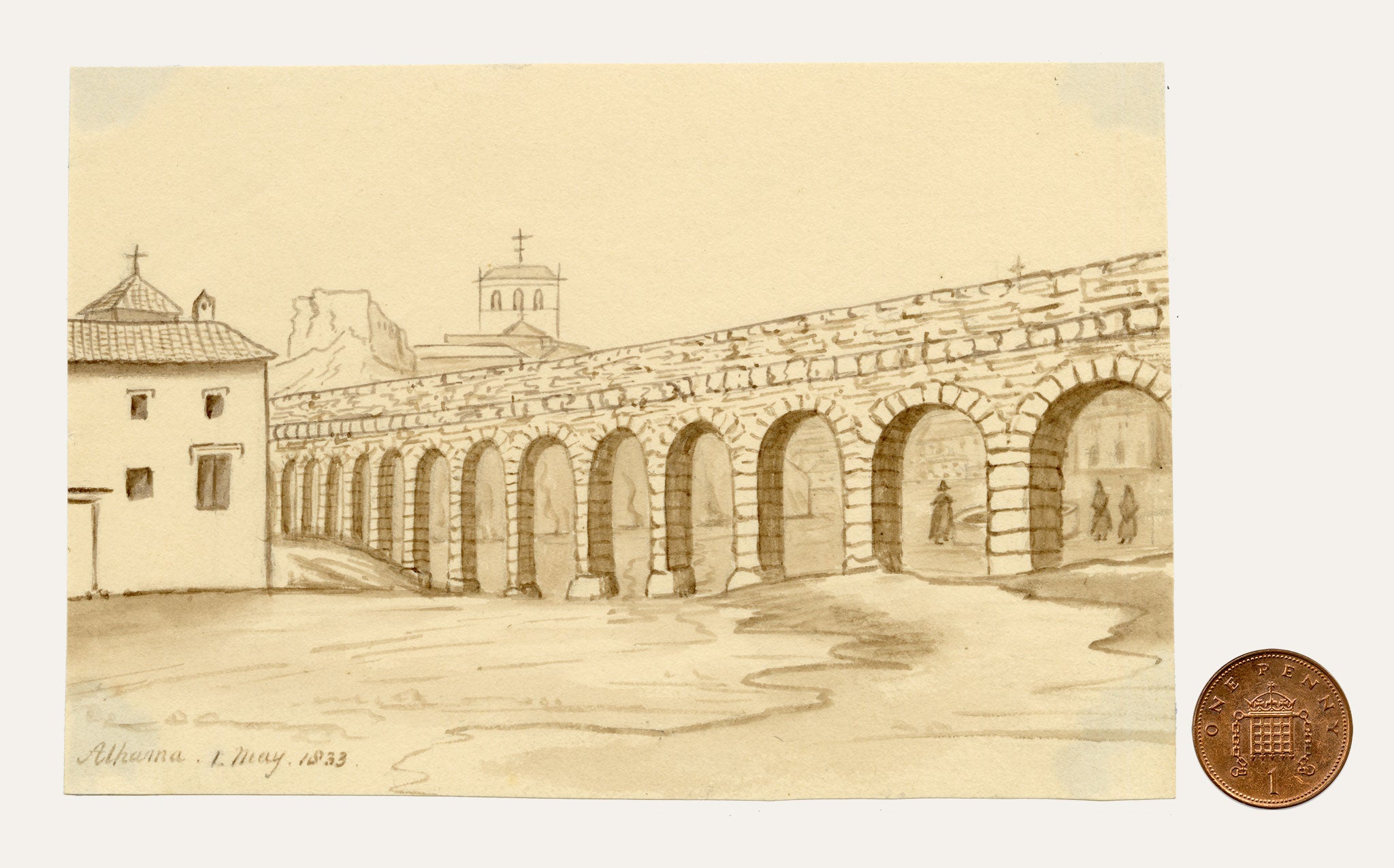 Edward Woodville Ricketts, Alhama Aqueduct, Spain – 1833 watercolour painting