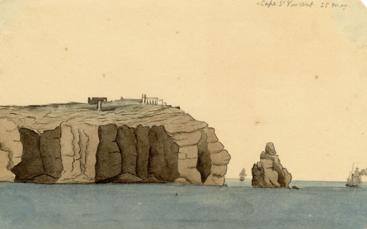 Edward Woodville Ricketts, Cape St Vincent, Algarve, Portugal – 1833 watercolour painting