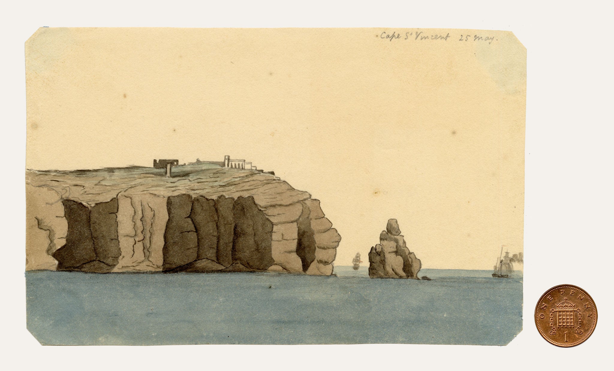 Edward Woodville Ricketts, Cape St Vincent, Algarve, Portugal – 1833 watercolour painting