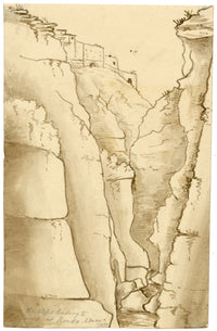 Edward Woodville Ricketts, El Tajo Gorge, Ronda, Spain – 1833 watercolour painting