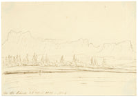 Edward Woodville Ricketts, On the Rhone River, Ardèche, France – 1838 pen & ink drawing