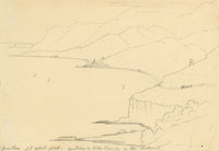 Edward Woodville Ricketts, Côte d'Azur from Menton towards Antibes, France – 1838 graphite drawing