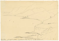Edward Woodville Ricketts, Côte d'Azur from Menton towards Antibes, France – 1838 graphite drawing