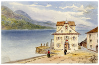 Anon., Brunnen, Lake Lucerne, Switzerland – Mid-19th-century watercolour painting