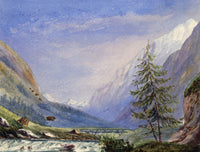 Anon., St Niklaus, Mattertal Valley, Valais, Switzerland – Mid-19th-century watercolour painting
