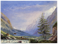 Anon., St Niklaus, Mattertal Valley, Valais, Switzerland – Mid-19th-century watercolour painting
