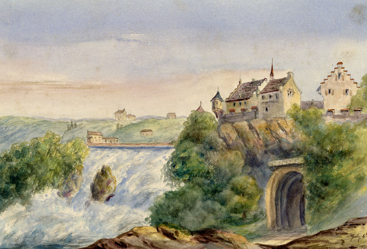 Anon., Rhine Falls, Schaffhausen, Switzerland – Mid-19th-century watercolour painting