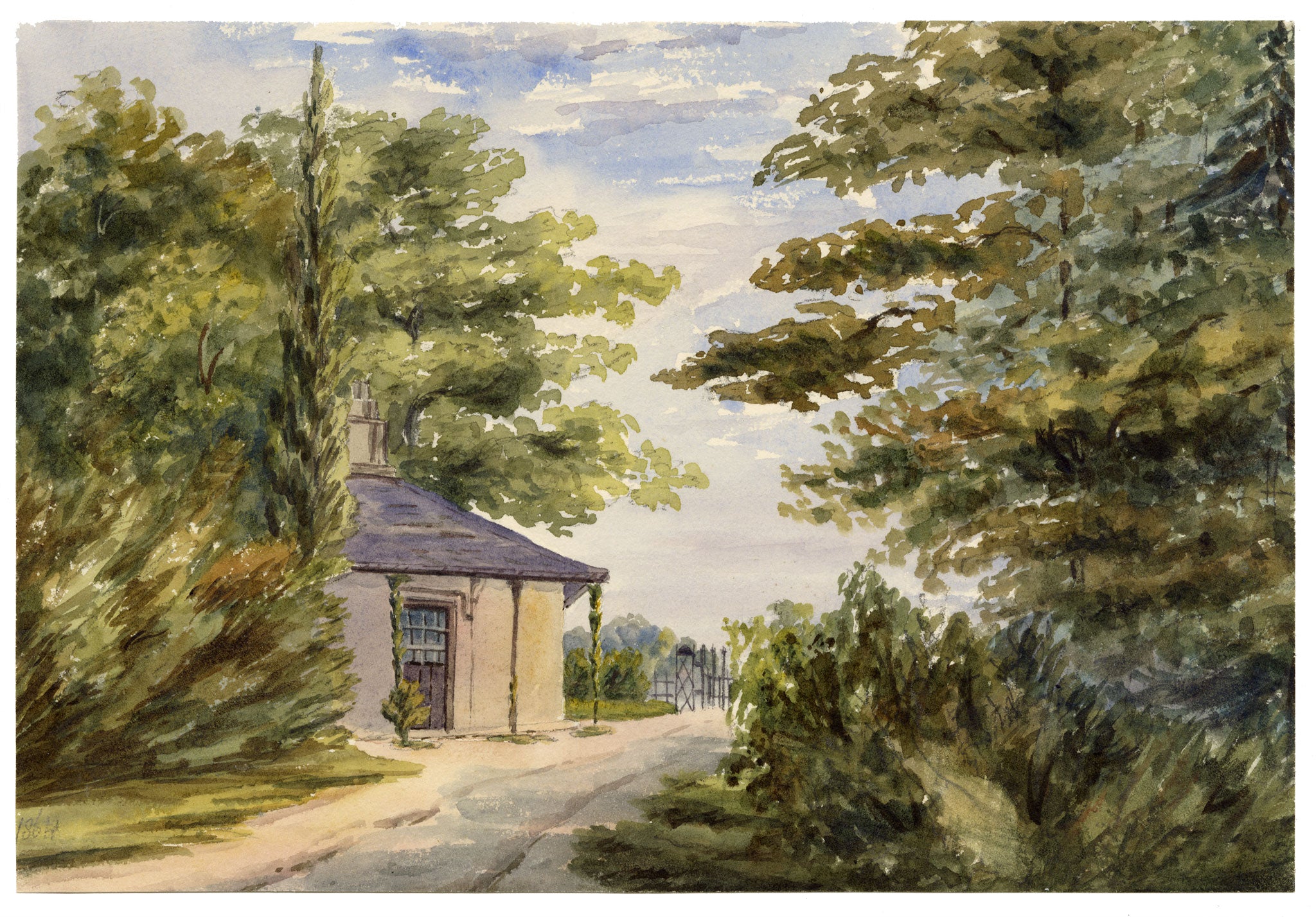 Anon., Bath Lodge Gatehouse – 1864 watercolour painting