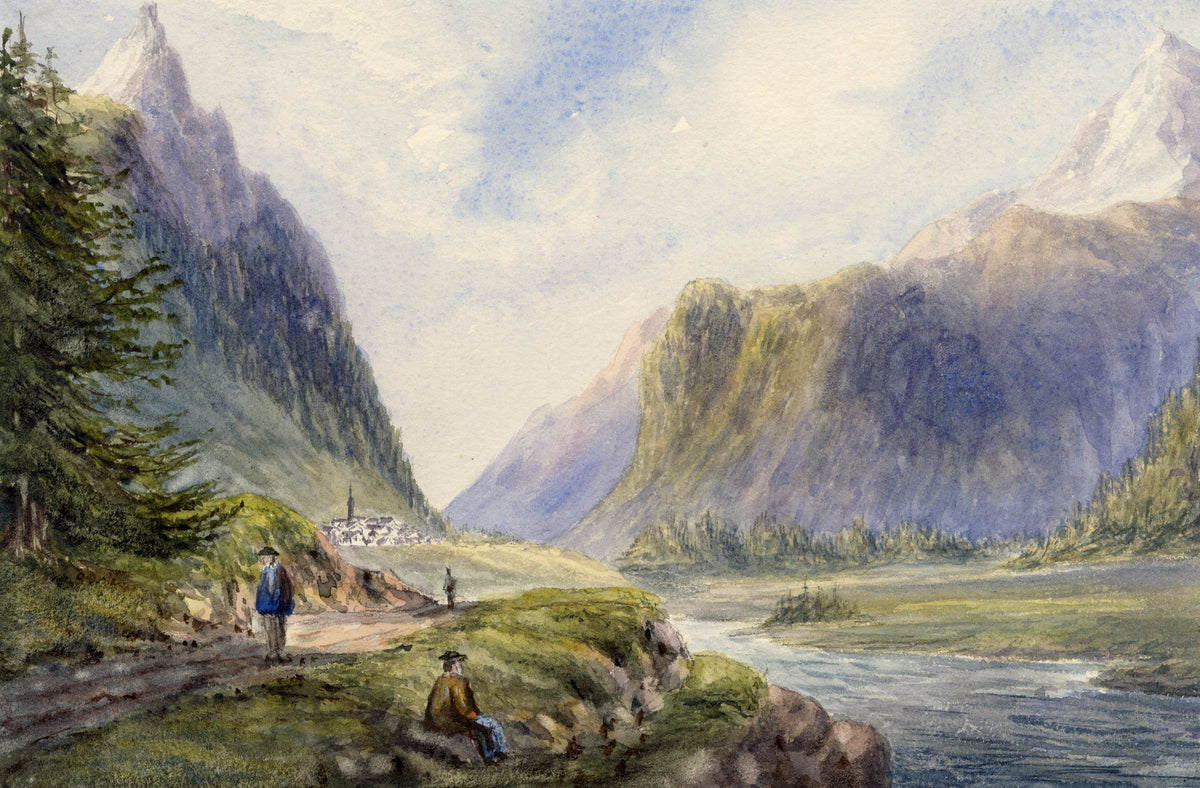 Anon., Pontresina, Val Roseg, Graubünden, Switzerland – Mid-19th-century watercolour painting