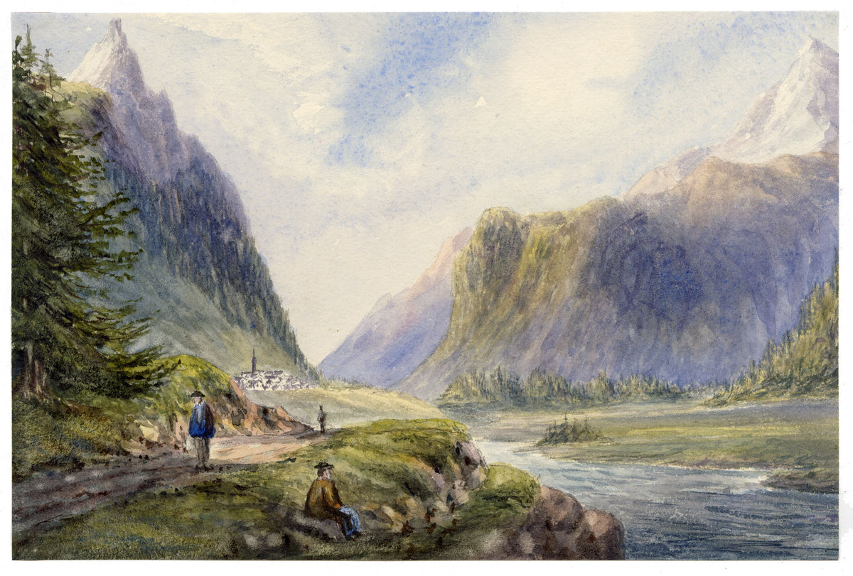 Anon., Pontresina, Val Roseg, Graubünden, Switzerland – Mid-19th-century watercolour painting