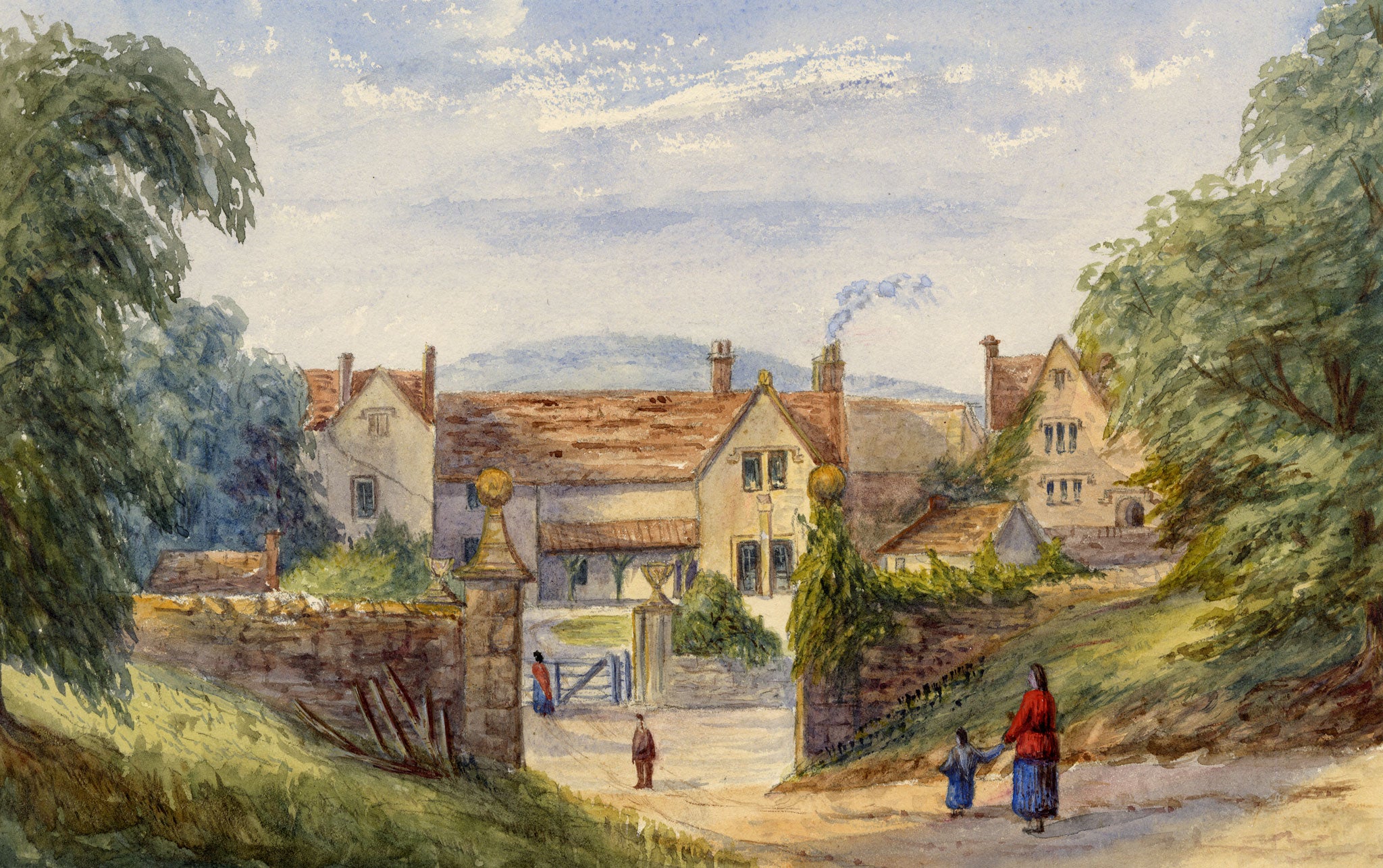 Anon., Hazelbury Manor, Box, Corsham, Wiltshire – 1871 watercolour painting