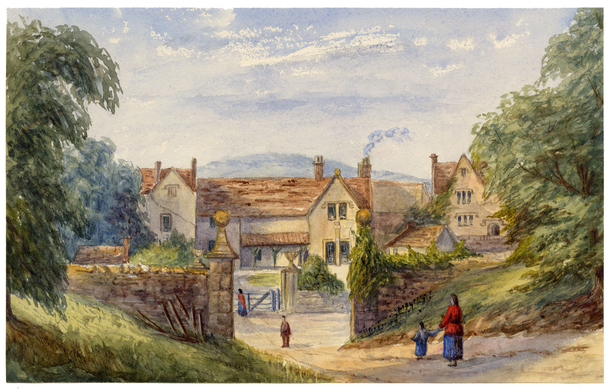 Anon., Hazelbury Manor, Box, Corsham, Wiltshire – 1871 watercolour painting